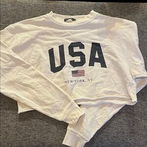 Brandy Melville Cropped American Flag Cropped Sweatshirt